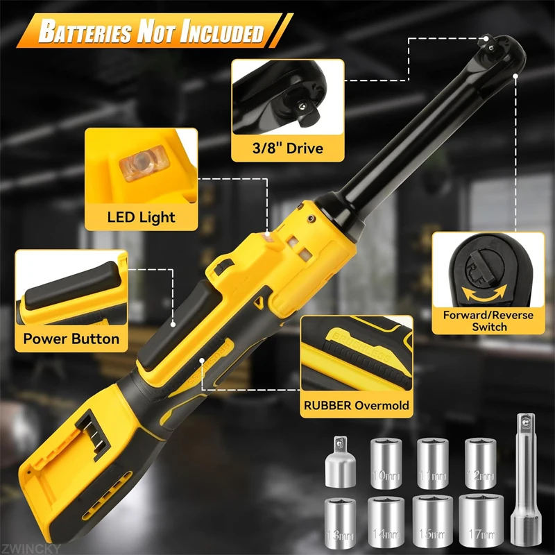 

Для Dewalt 20 В аккумулятор 3/8 ''беспроводной электрический гаечный ключ 6 дюймов удлиненный ключ с храповым механизмом инструмент для снятия гаек для крепления и ослабления