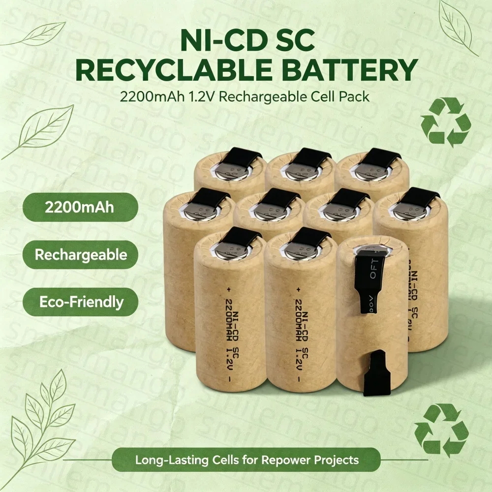 1.2V Screwdriver Electric Drill SC Batteries 2200mAh Sub C Ni-Cd Rechargeable Battey With Tab Power Tool NiCd SUBC Cells
