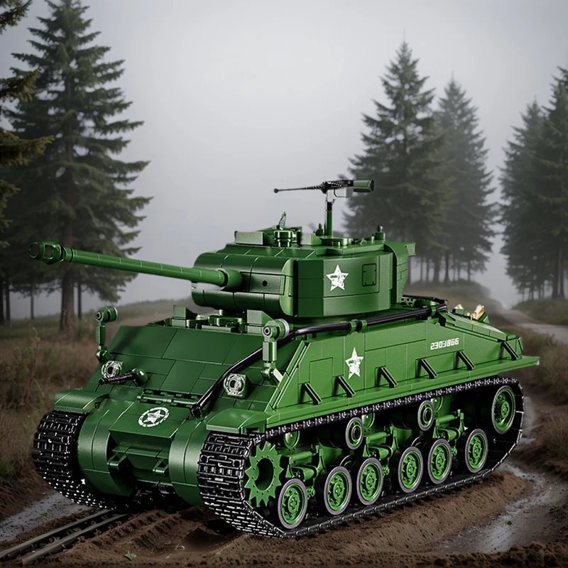 

M4 Sherman Medium Tank Military Building Blocks WW2 Brick Model Educational DIY Bricks Toys for Boys Kids Adult Christmas Gifts