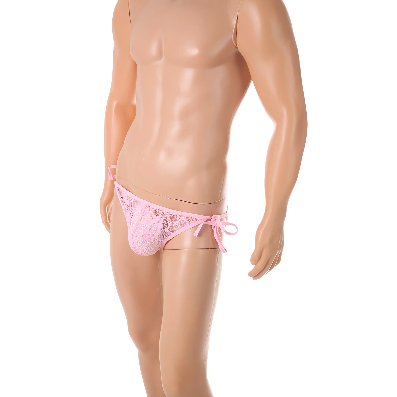 

Мужские сексуальные кружевные стринги, эротическое белье для кроссдрессинга, трусики-бикини, прозрачное нижнее белье с регулируемыми боковыми застежками