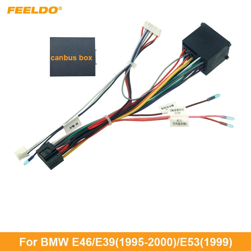 

FEELDO Car 16Pin Power Wiring Harness Cable Adapter For BMW E46/E39(1995-2000)/E53(99) Install Aftermarket Android Stereo