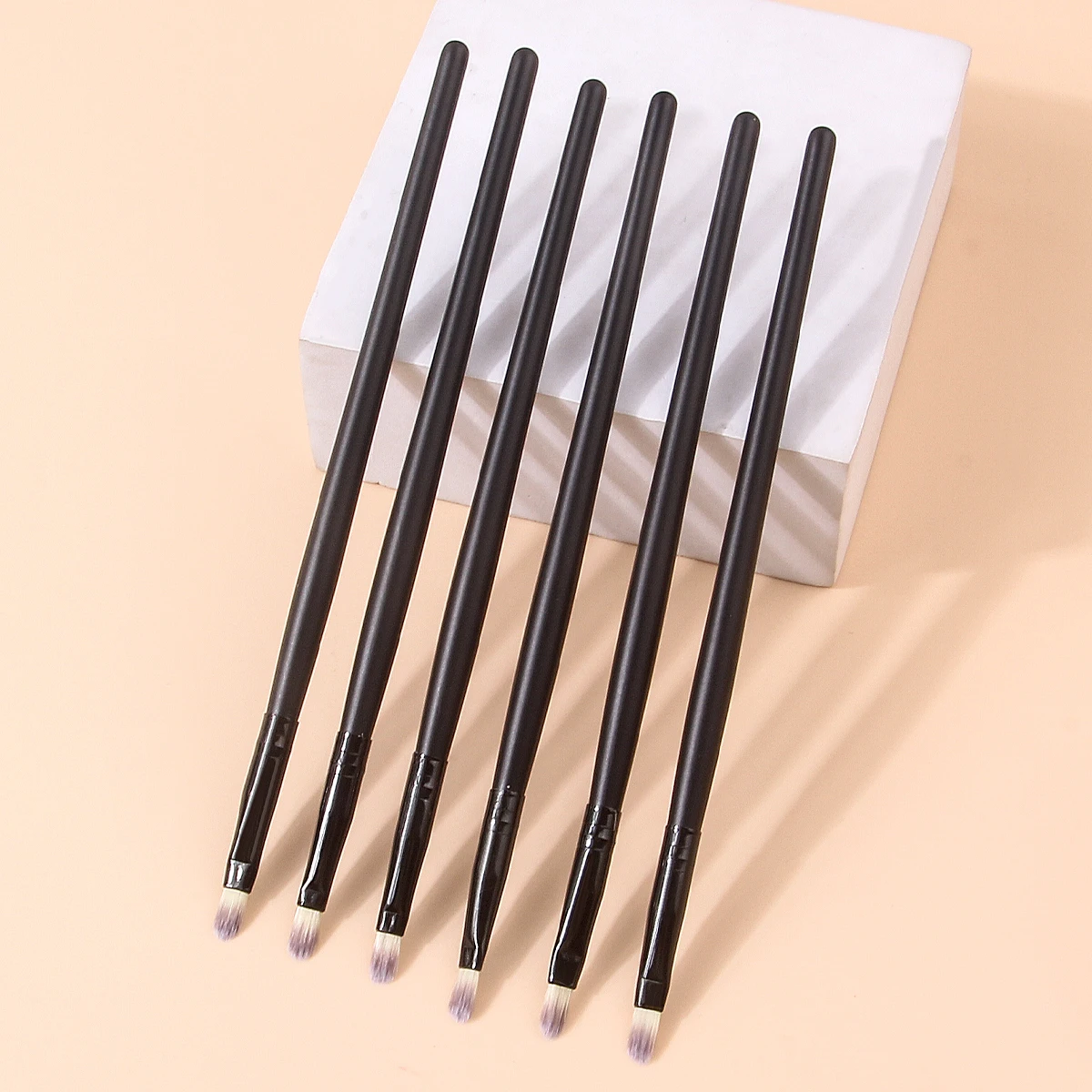 Conjunto de pincéis de maquiagem profissional, 6 peças, corretivo labial, detalhe, sombra, delineador, escova com cabo de madeira, ferramentas de beleza