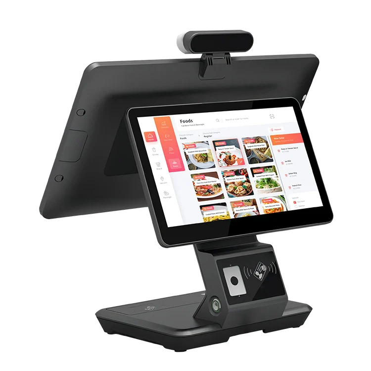 

Настольный POS-терминал с сенсорным экраном и NFC, Android 11, двухэкранный моноблок с принтером