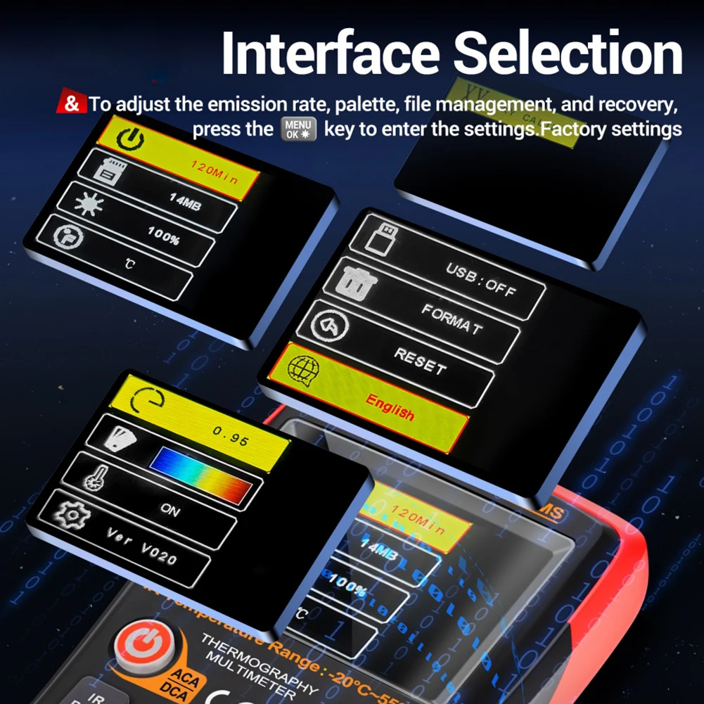 AR01 열화상 멀티미터 Type-C 충전 1000V 25000회 테스터 250MOhm 적외선 열화상 카메라 멀티미터 전기 기술자