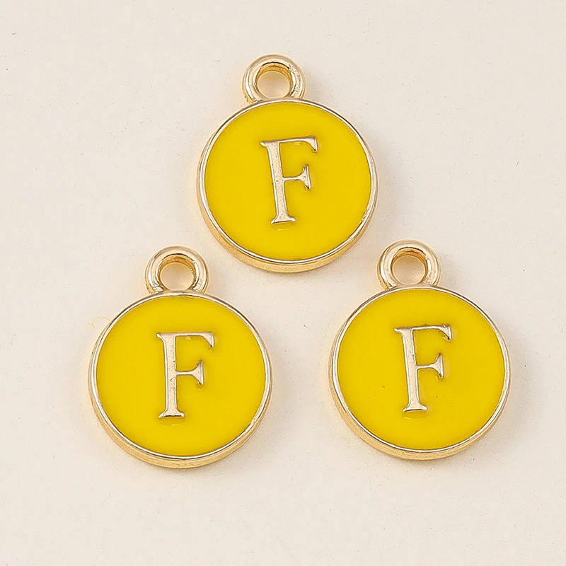 20 Stück 11x14mm Niedliche Gelbe Emaille-Alphabet-Anhänger mit 26 Buchstaben A-Z für Schmuckherstellung, DIY-Halsketten, Ohrringe und Accessoires ﻿ – Detail 8