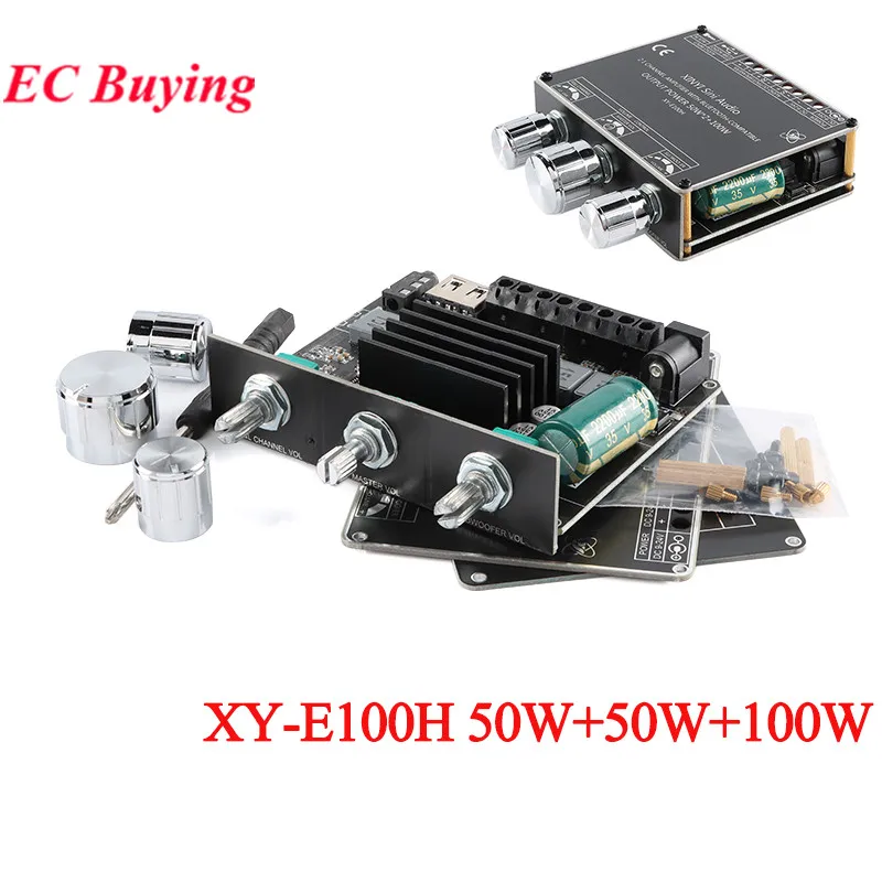 XY-E100H App Control 50Wx2 + 100W Плата усилителя TPA3116D2 2,1 двухканальная Bluetooth-совместимая 5,1 + AUX + U диск + USB звуковая карта