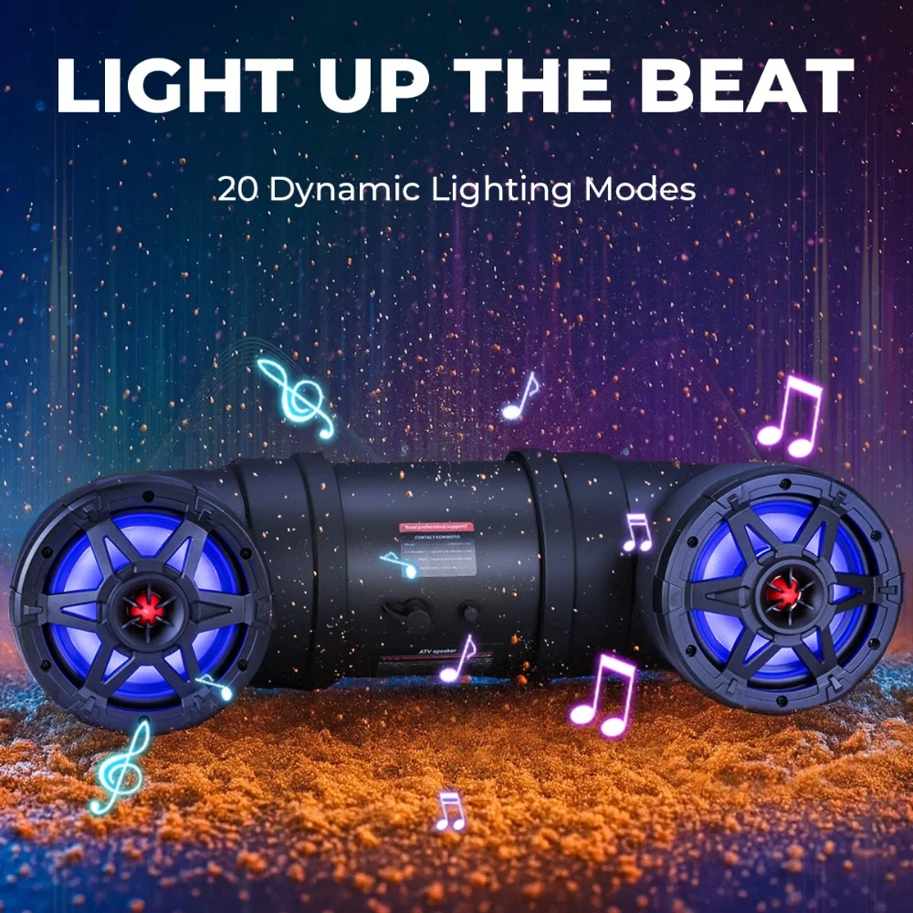 

Колонки UTV для квадроциклов с RGB-подсветкой IPX5, водонепроницаемая звуковая панель Bluetooth, совместимая с Polaris Sportsman 850 1000 для Yamaha Raptor