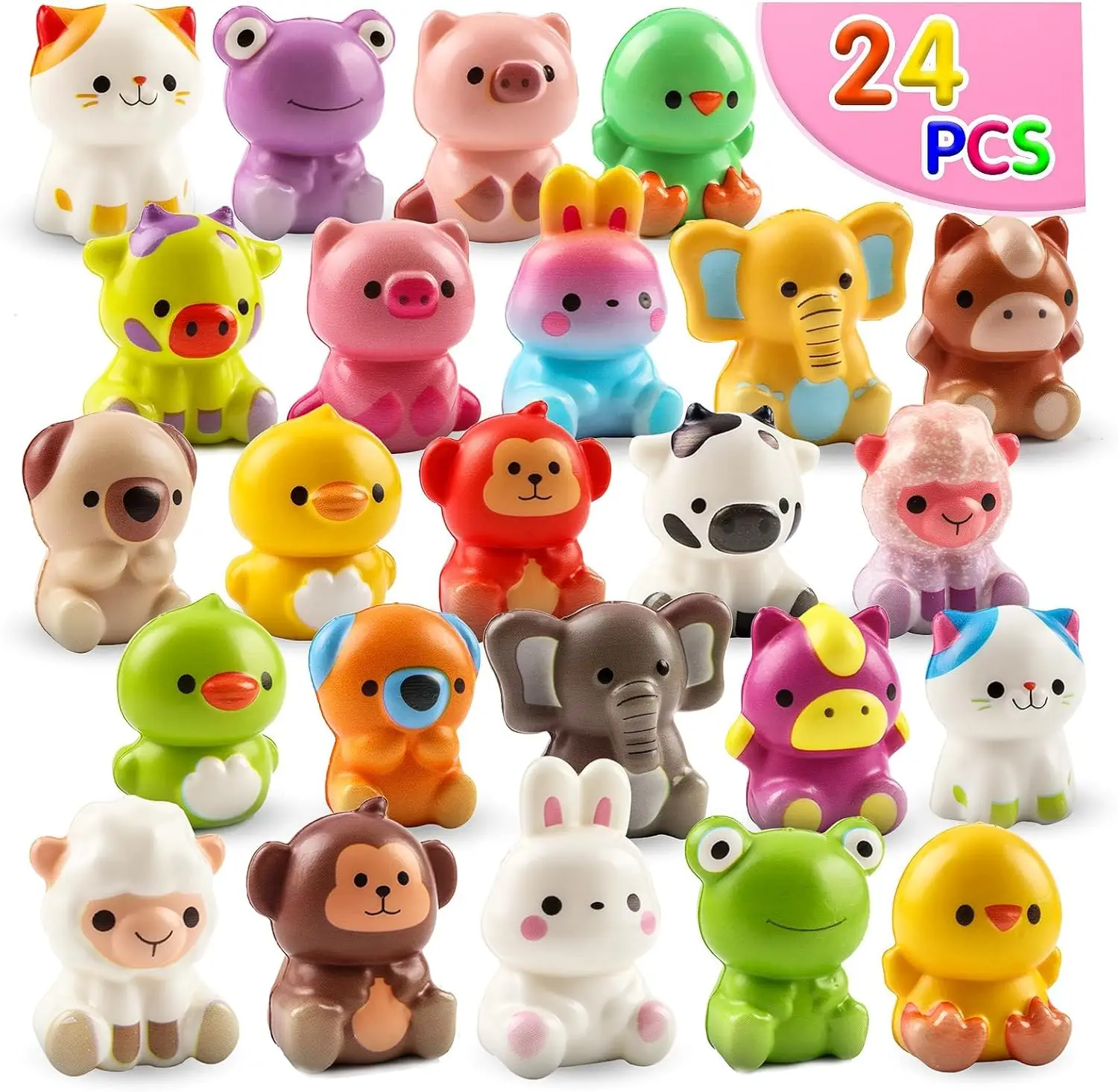 Party Favors for Kids 24PCS Animal Squishy Toys,Goodie Bag Stuffers,Pinata Stuffers,Birthday Gifts,Classroom Prizes for Kids