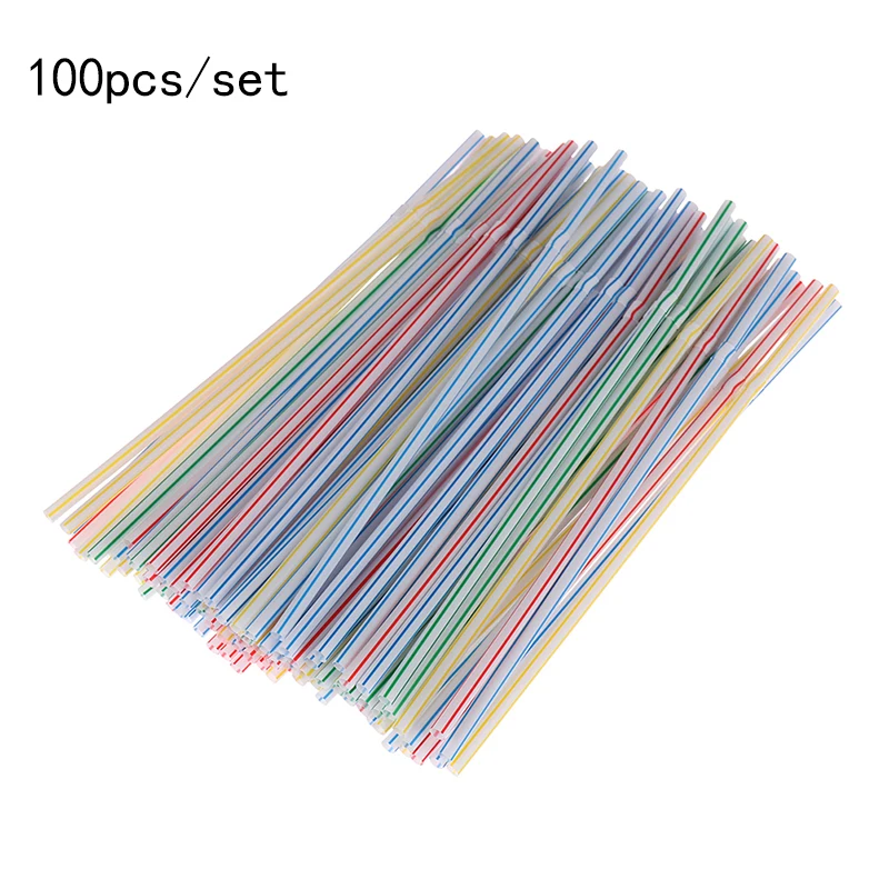 100PCS/set Curved Plastic Drinking Straw Cocktail Lounge Wedding Birthday Party