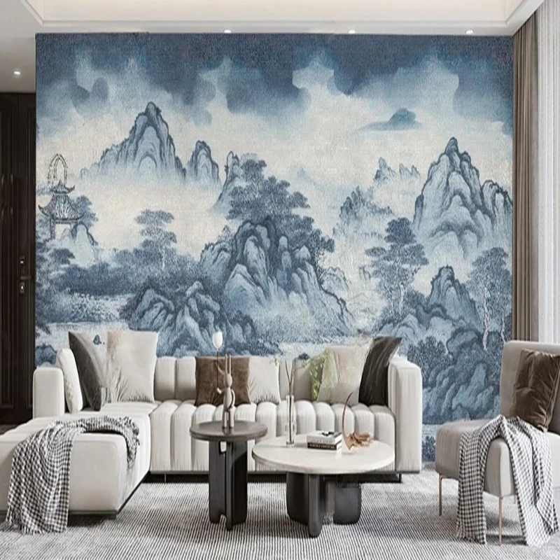 Custom Modern Wallpaper Ink Landscape Painting TV Sofa Background Wall Mural for Living Room Bedroom Office Decor Backdrop