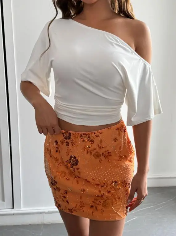

2026 Spring/Summer Women's Sexy Casual Versatile Solid Color Y2K Hot Girl Off-Shoulder Short Sleeve Top/t-Shirt