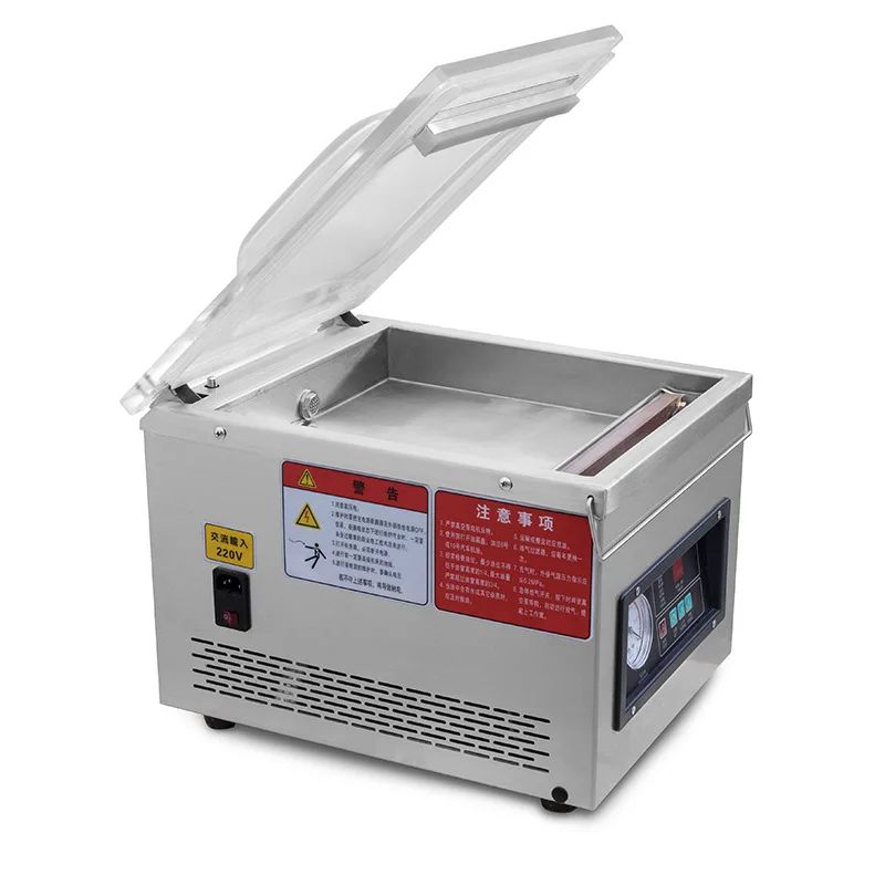 DZ-260 Stainless Steel Small Desktop Supermarket Factory Packaging Beef Fish Seafood Vacuum Sealing Machine