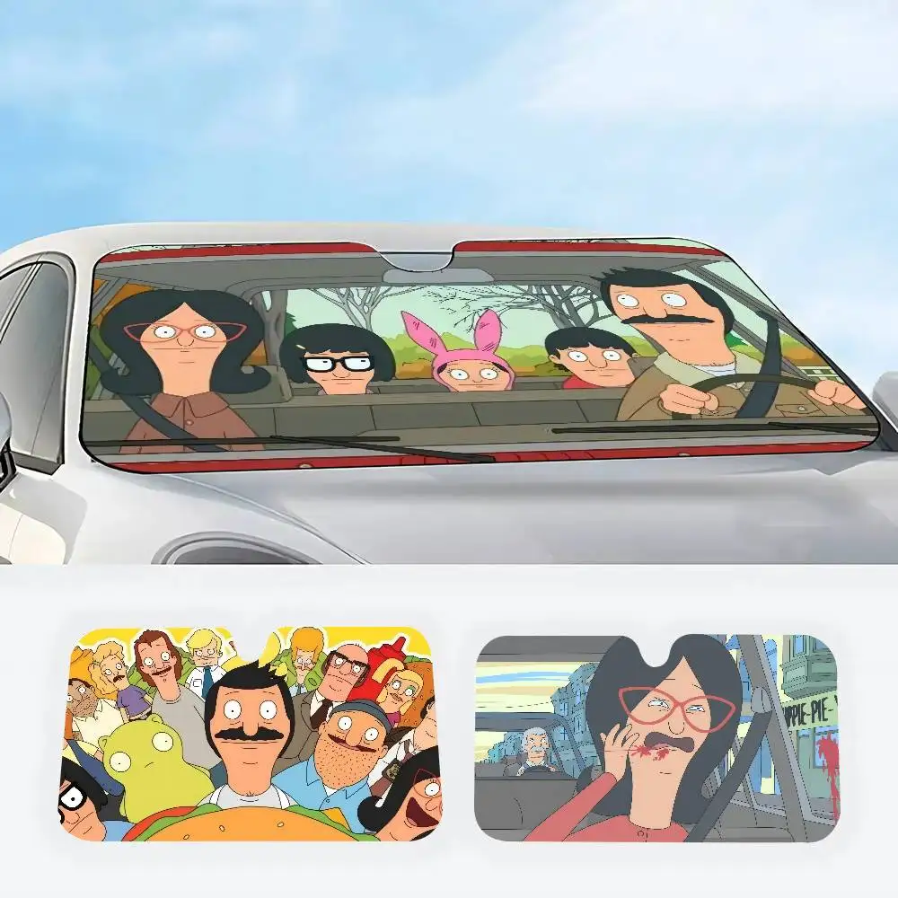Parasol para Parabrisas de Auto con Diseño de Anime B-B-Bobs Burger, Bloquea Rayos UV, Protector Solar para Auto, Regalos para Papá, Novio