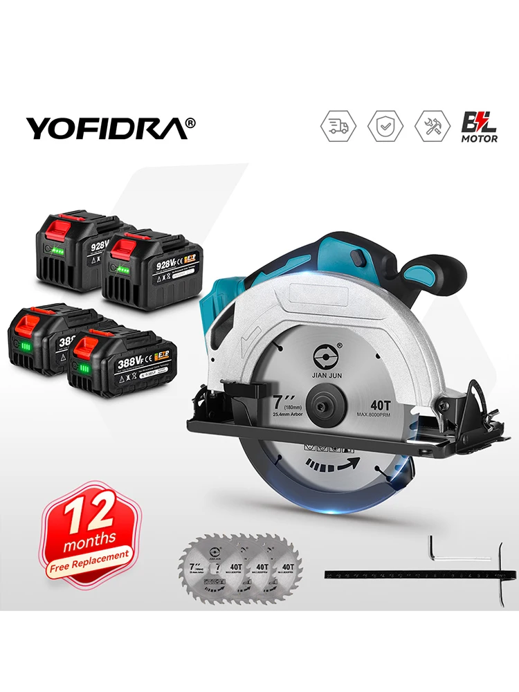 YOFIDRA 185 MM Bürstenlose Elektrische Kreissäge Wiederaufladbare Haushaltssäge Multifunktions Schneidemaschine Für Makita Batterie Pin