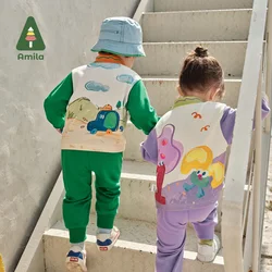 Amila-traje de bebé para niños y niñas, traje informal de empalme con cuello tipo Polo, elástico y transpirable, novedad de primavera, 2024