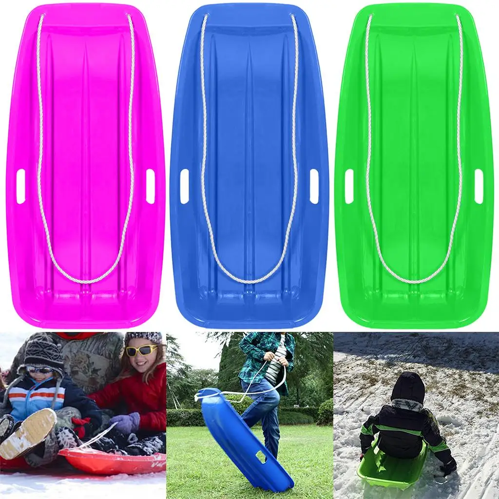 Snow Sled for Kids Adults Toboggan Sledge Pull Rope Luge Winter Toy Grass Sand Sliding Boat Board Ski Pad Flying Sleigh