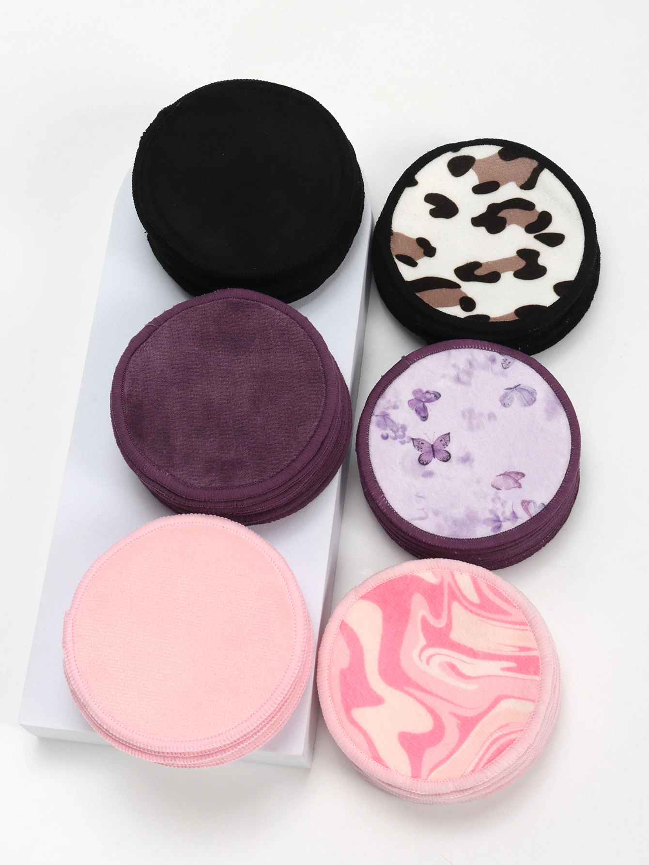 ダブルラウンドメイク落としパッド 20 個 + クリーニングメッシュバッグ、洗濯機で洗え、再利用可能、すべての肌タイプに適しています