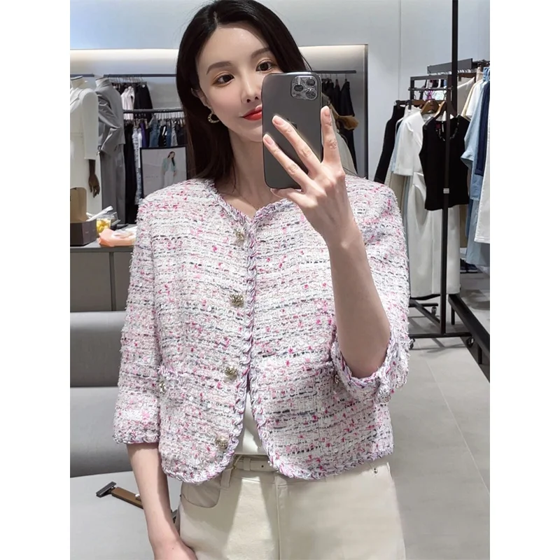 

Ele Heavyweight ort Coat Женское прецизионное пальто с цветочным принтом Tfeta Thiened из шерстяной ткани для поездок на работу Sle Весенняя модная верхняя одежда