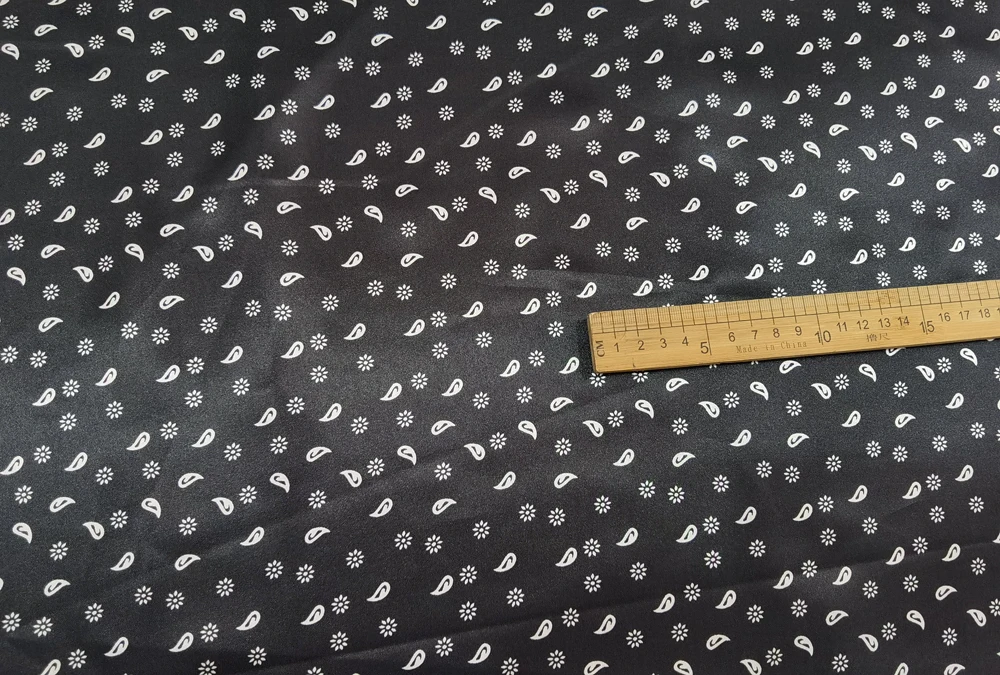 1 Meter x 1,48 Meter Retro Blumenmuster Paisley Satin Stoff Schal Seidiger Charmeuse Schal Futtermaterial – Detail 28