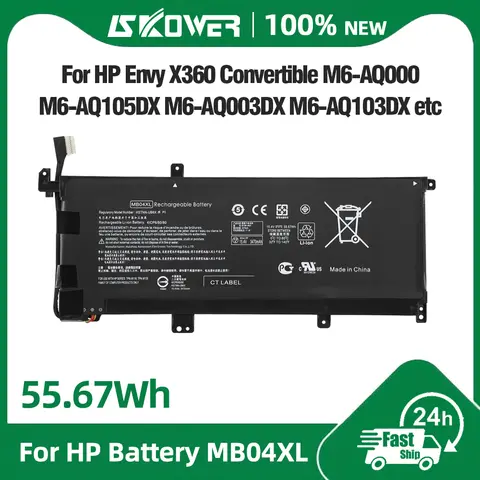 Nuova batteria per laptop MB04XL per HP Envy X360 Convertible M6-AQ103DX AQ105DX 15-AQ104NG AR001UR 15t-AQ200 843538-541 TPN-W119 W120
