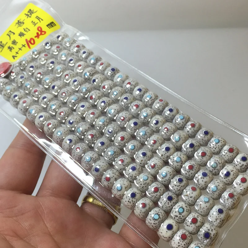 108 high-density polished and moon bodhi beads with multi-inlay