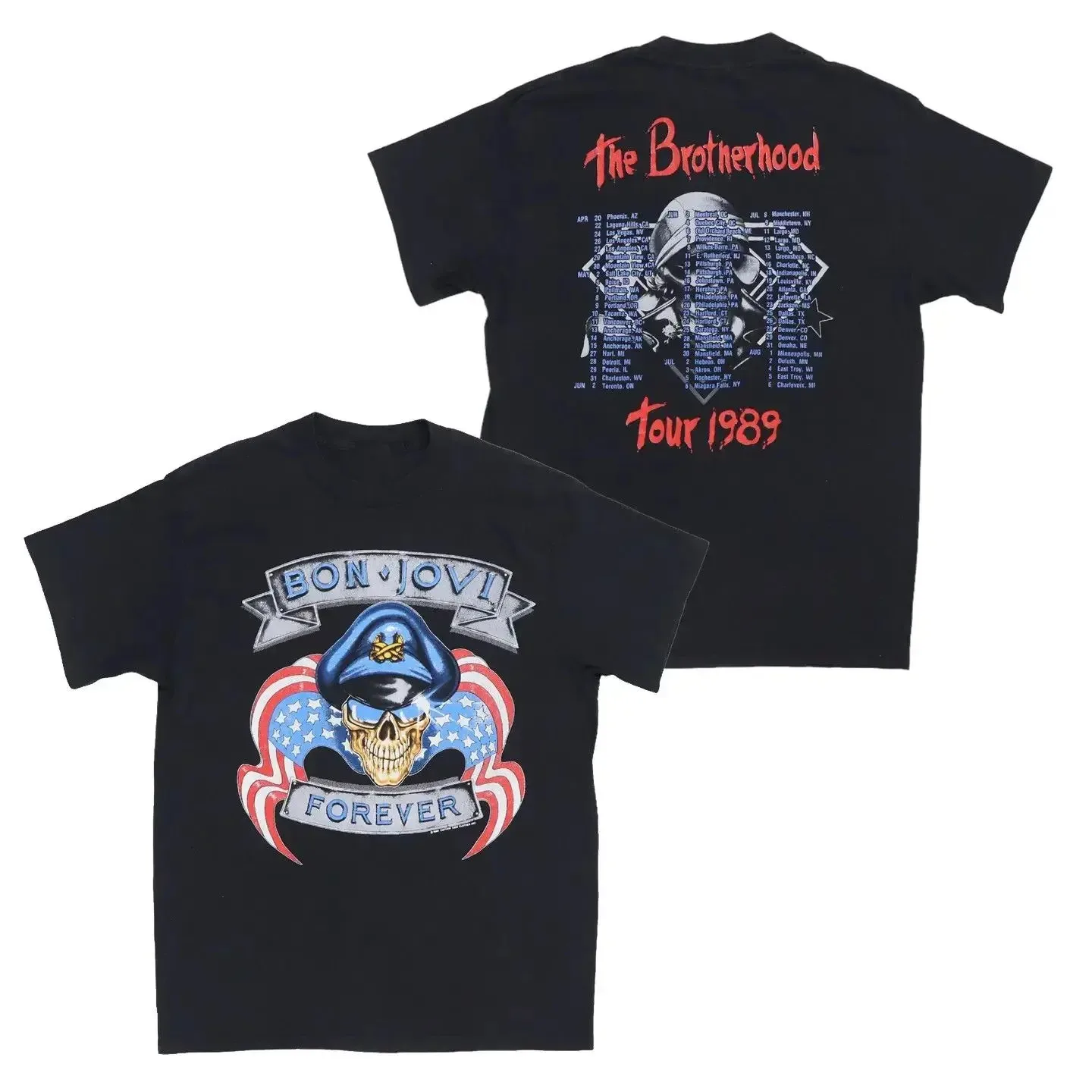 2026 Y2K Bon Jovi Rock Album T-Shirt, Slippery When Wet Printed Cotton Undershirt, Unisex Casual Short Sleeve Tops T-shirt