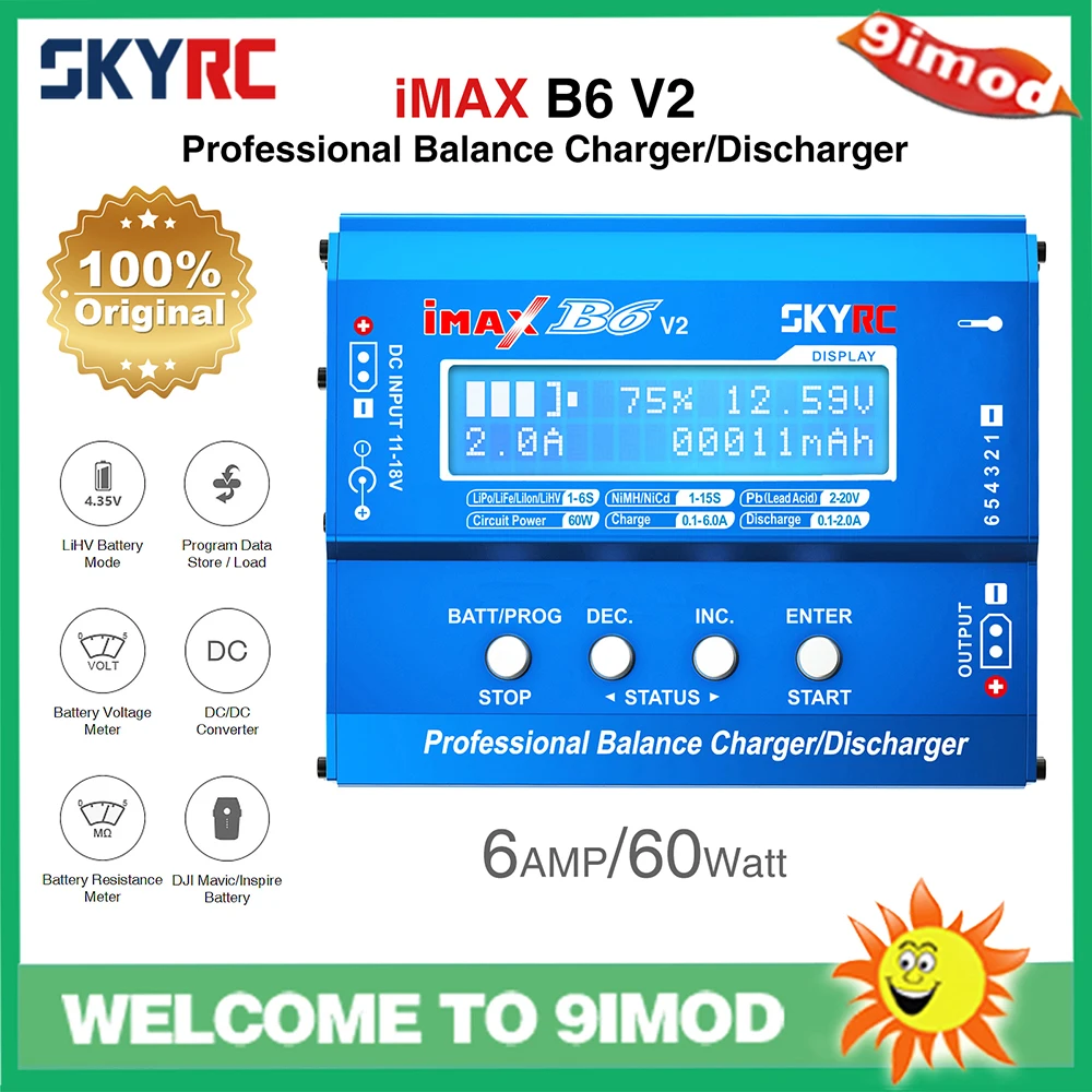 

Оригинальное зарядное устройство-балансир SKYRC IMAX B6 V2 6A 60W для аккумуляторов DJI Mavic/Inspire