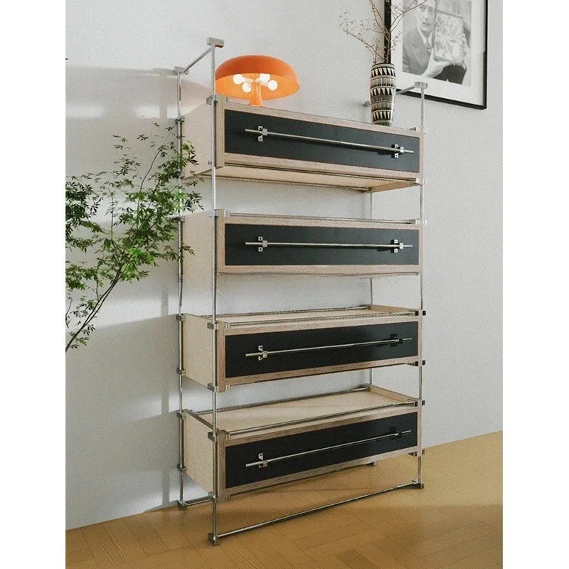 Ocean plate multi-layer drawer type household dining side storage cabinet stainless steel birch wall storage cabinet