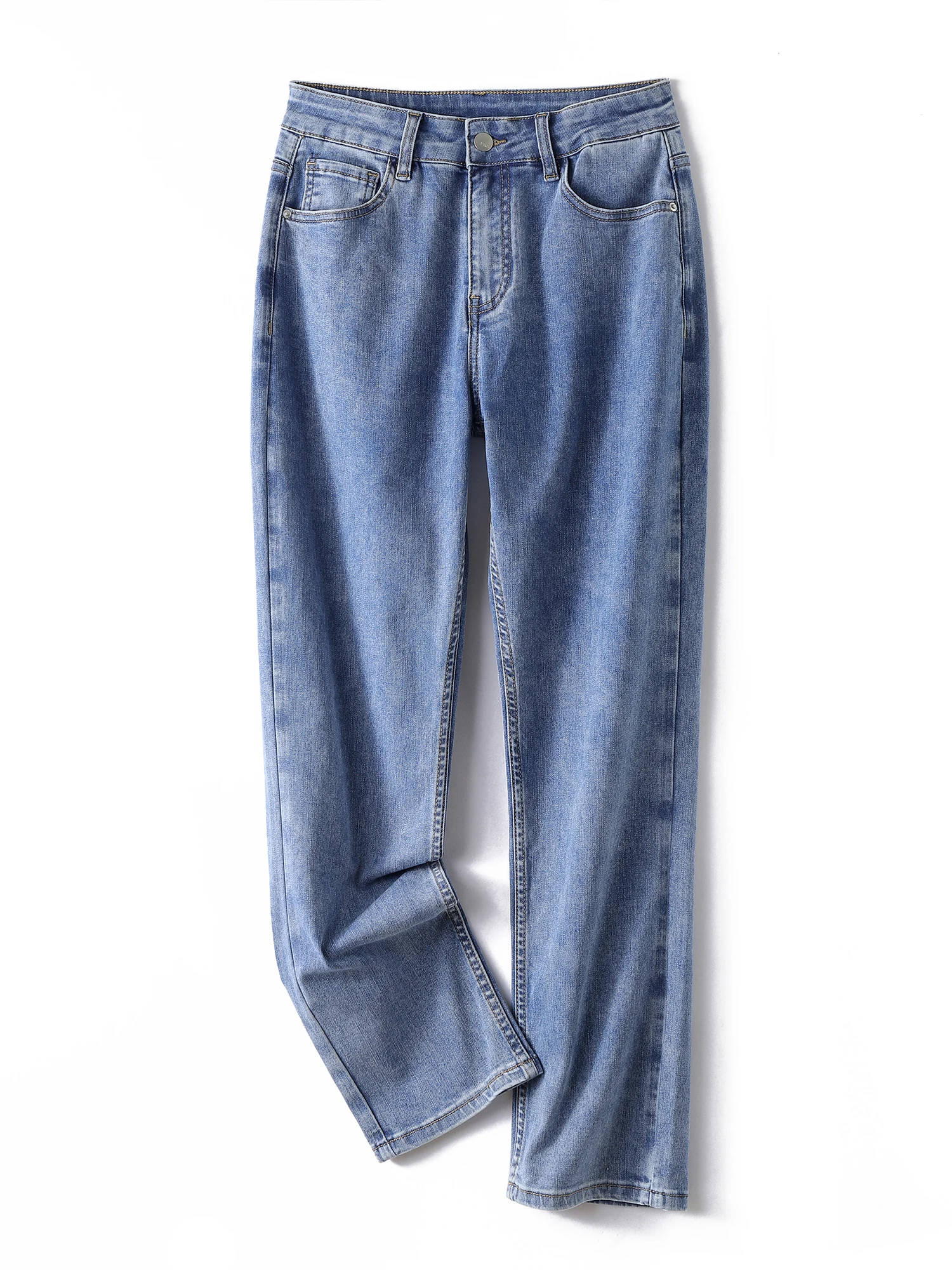 Plus Size Straight Women Jeans High Waist Curvy Lady Women Jeans Washing Full Length Slim Denim Jeans for Mom 100 Kgs Women Jean