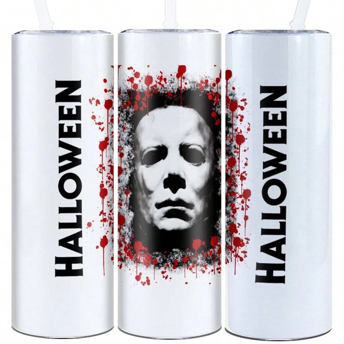 1pc Customized Name 20oz Insulated Straight Water Bottle Halloween Themed Personalized Water Cup With Horror Elements