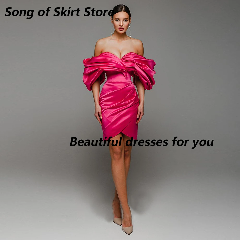 Sexy vestidos de baile para mulher personalizado fora do ombro plissado espartilho volta sem mangas mini curto cocktail vestido barato