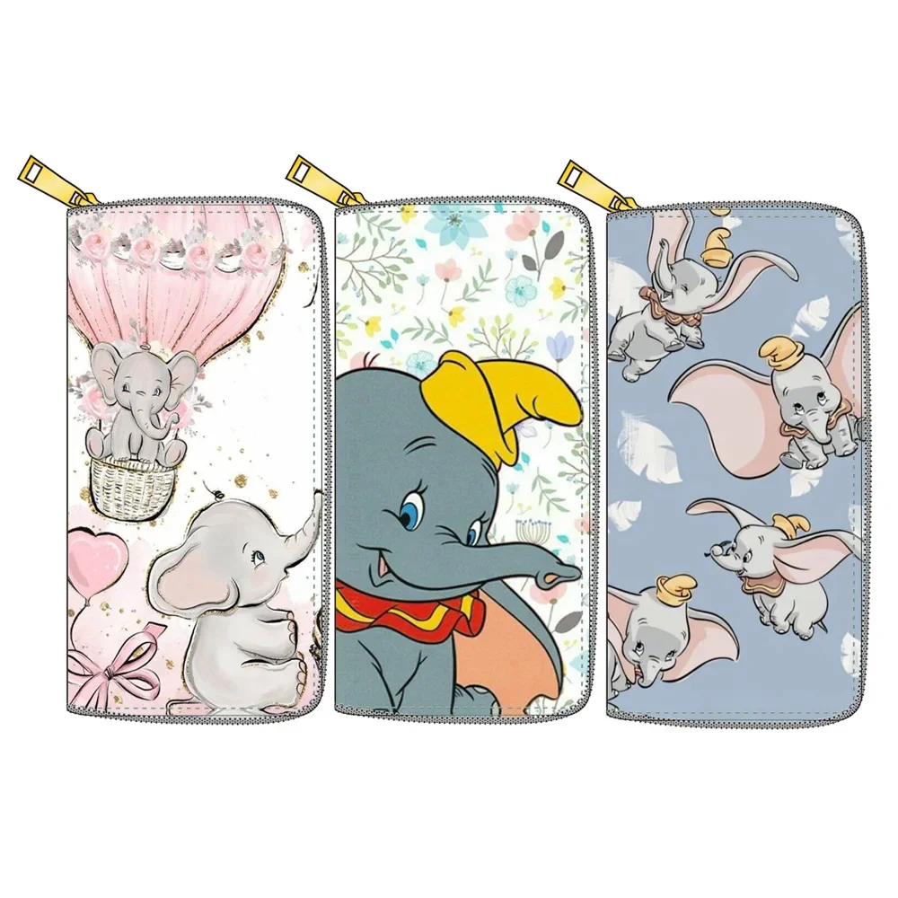 Disney Stitch lady Dumbo coin bag Pu princess handbag long zipper wallet Mermaid  cartoon card holder