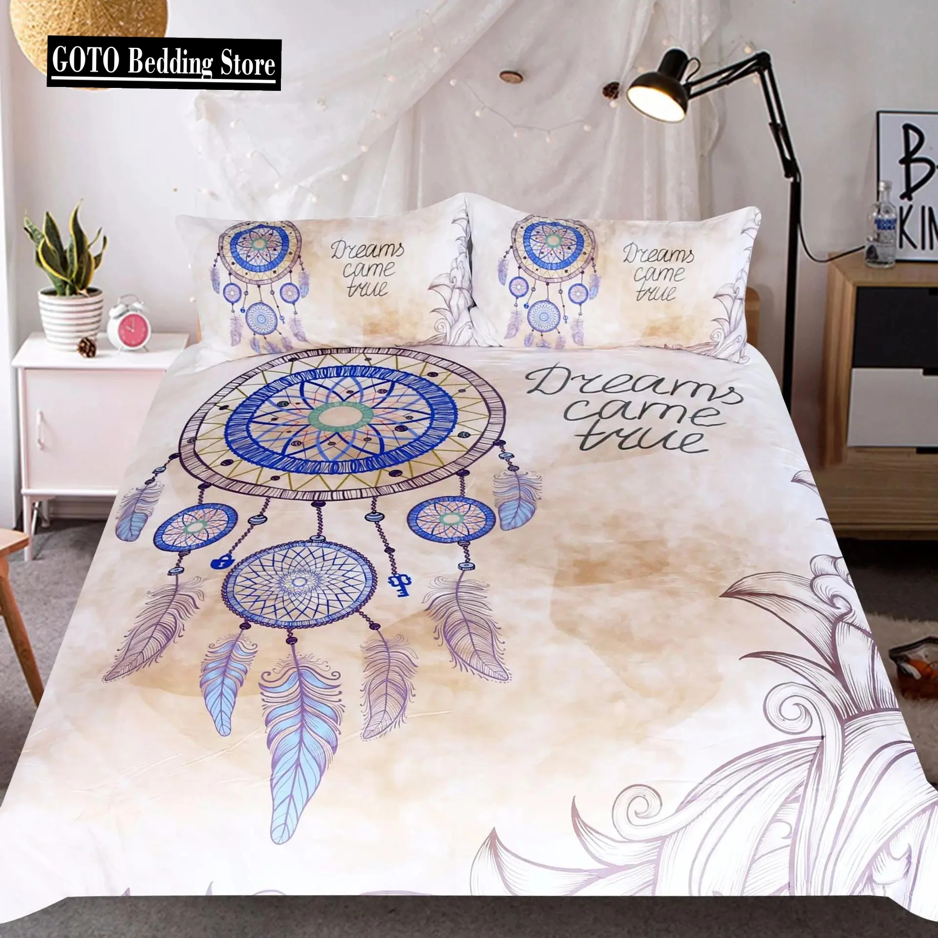 

Bed cover set Drop Shipp Dreamcatcher Comforter Bedding Sets Au Eu Us Double King Size Bedding Set Feather Home Bed Linen BoHo