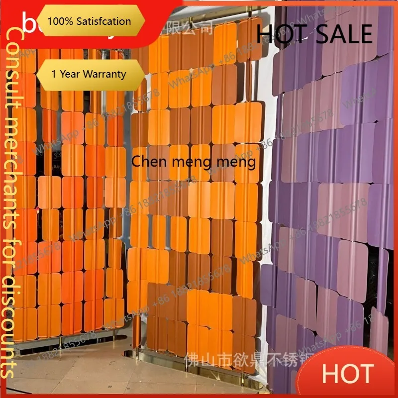 D5556 s6601 Saddle Leather Blade Simple Wind Stainless Steel Entrance Lobby Hotel Partition Screen Club Mobile Rotating Decorati