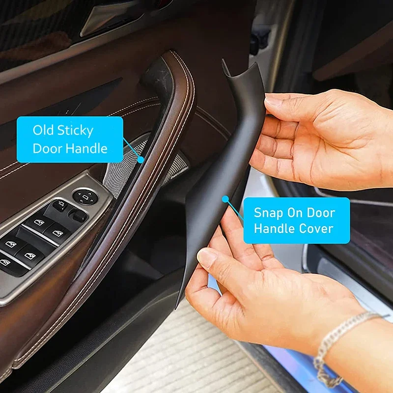 

2/4PCS Car Inner Door Pull Handle Panel Pull Trim Covers Auto Accessories Fit For BMW 5 Series G30 G38 F90 2018-2021 2022 2023