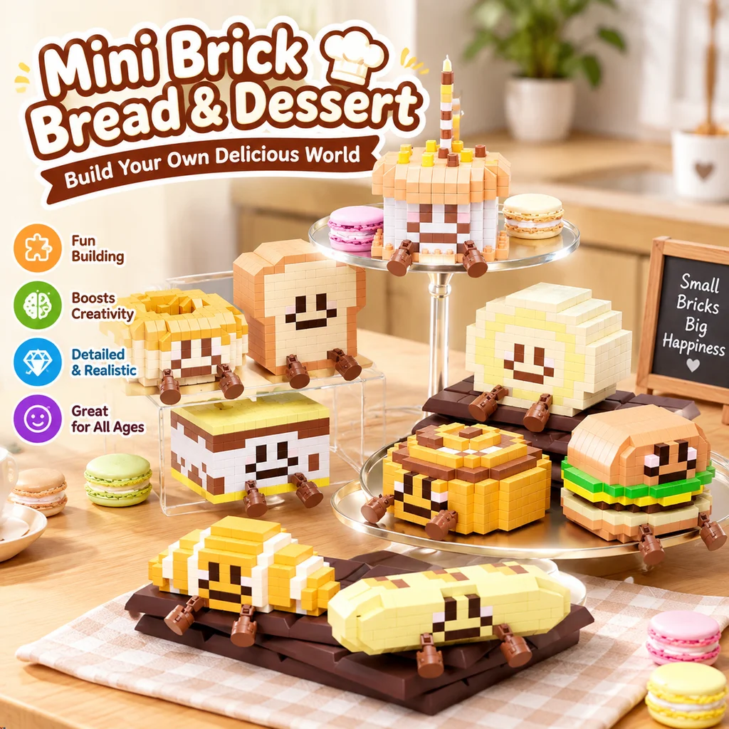 Bread Planet Series Mini Building Blocks Simulation Food Bread Dessert Cake Micro Particle Bricks Desktop Decoration Puzzle Toy