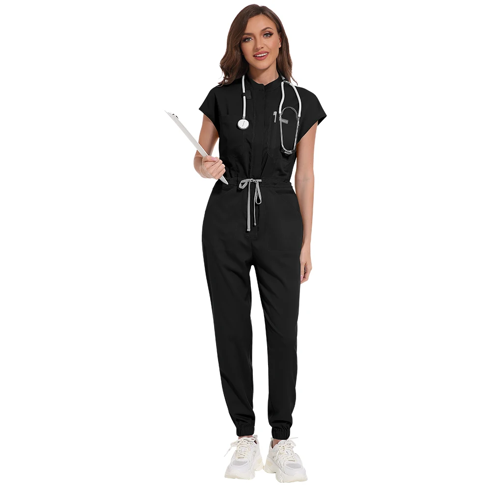 Groothandel medische kleding scrub uniform vrouwen korte mouwen scrubs jumpsuit medische ziekenhuis kleding scrub uniformen met zak