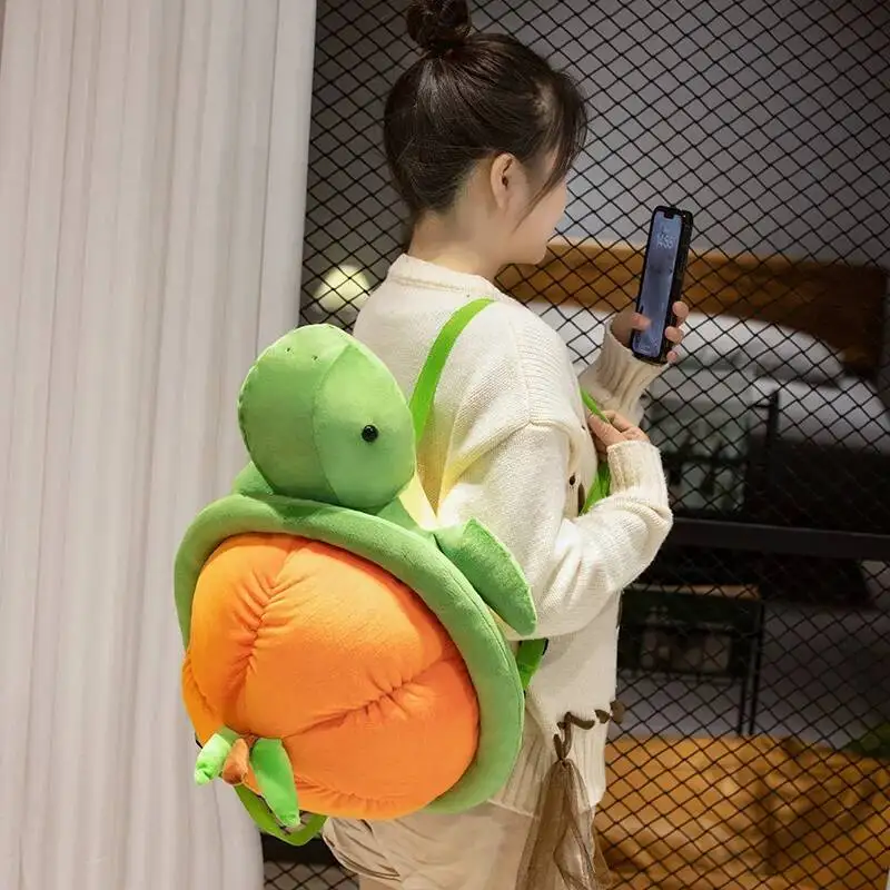 Nouveauté Kawaii créatif tortue sac à dos en peluche poupée Trutle avec Capybara jouet décor doux pour garçons et filles cadeau d'anniversaire