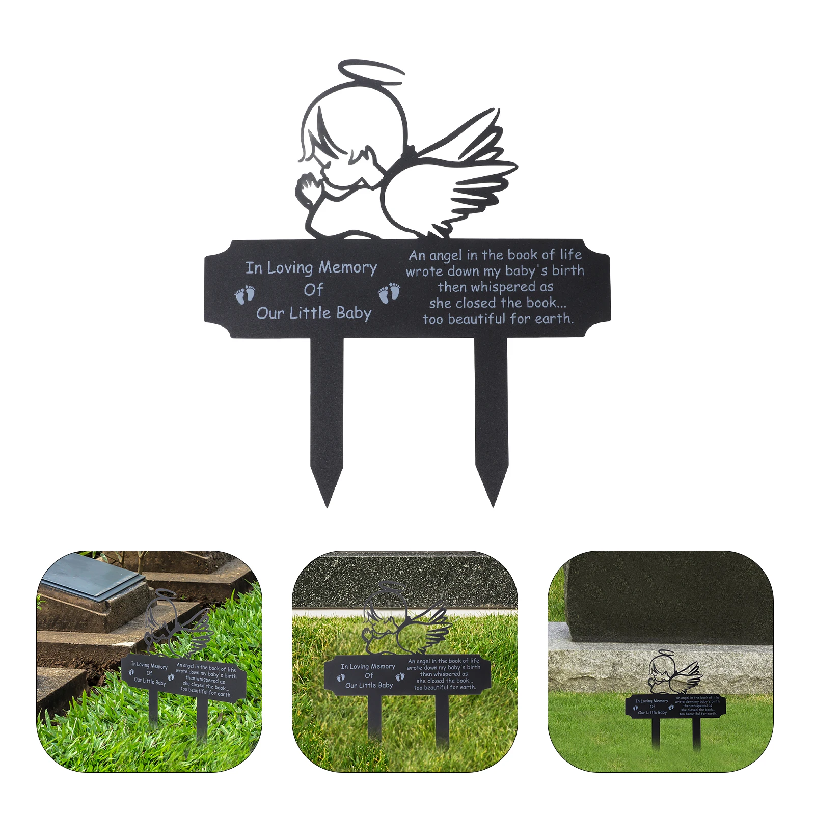 

Elegant Memorial Name Plate Cemetery Sign Grave Marker Durable Iron Garden Remembrance Stake Weather Resistant Decoration