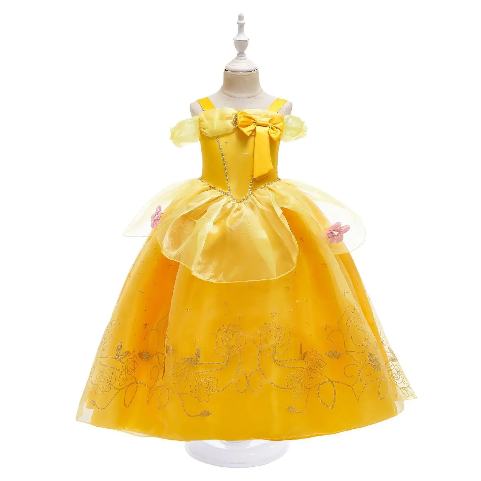 Belle Costume for Girl Dress Princess Photography Clothing Fancy Tulle Dresses Baby Chrismtas Party Dresses Birthday Magic Stick