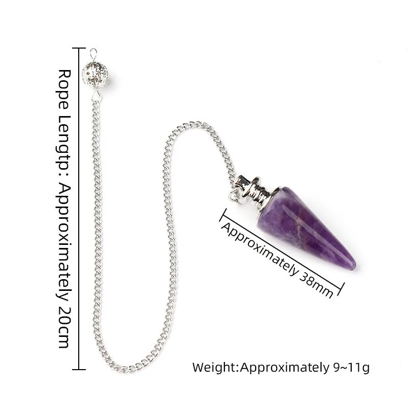 6pcs Conical Crystal Pendulum Assorted Amethyst Rose Quartz Pendants for Yoga Meditation Divination Energy Healing Accessories