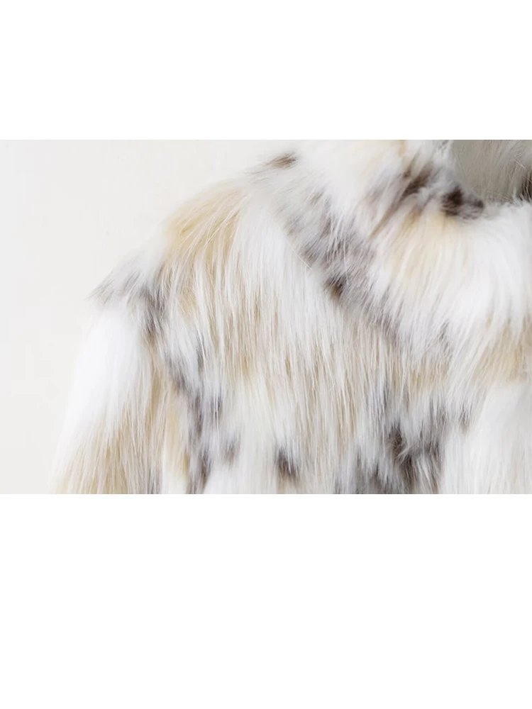 HH Mode Vrouwen Winter Nepbont Effect Jas Hoge Kraag Lange Mouwen Print Uitloper 2025, Vrouwelijke Warme Street Style Jas