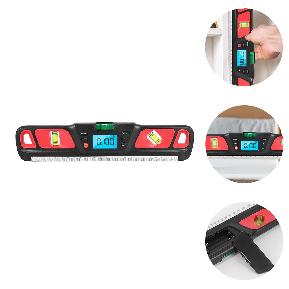 Backlit Level Ruler Portable Bubble Level Precision Horizontal Measuring Instrument Durable Gradient Red for Home