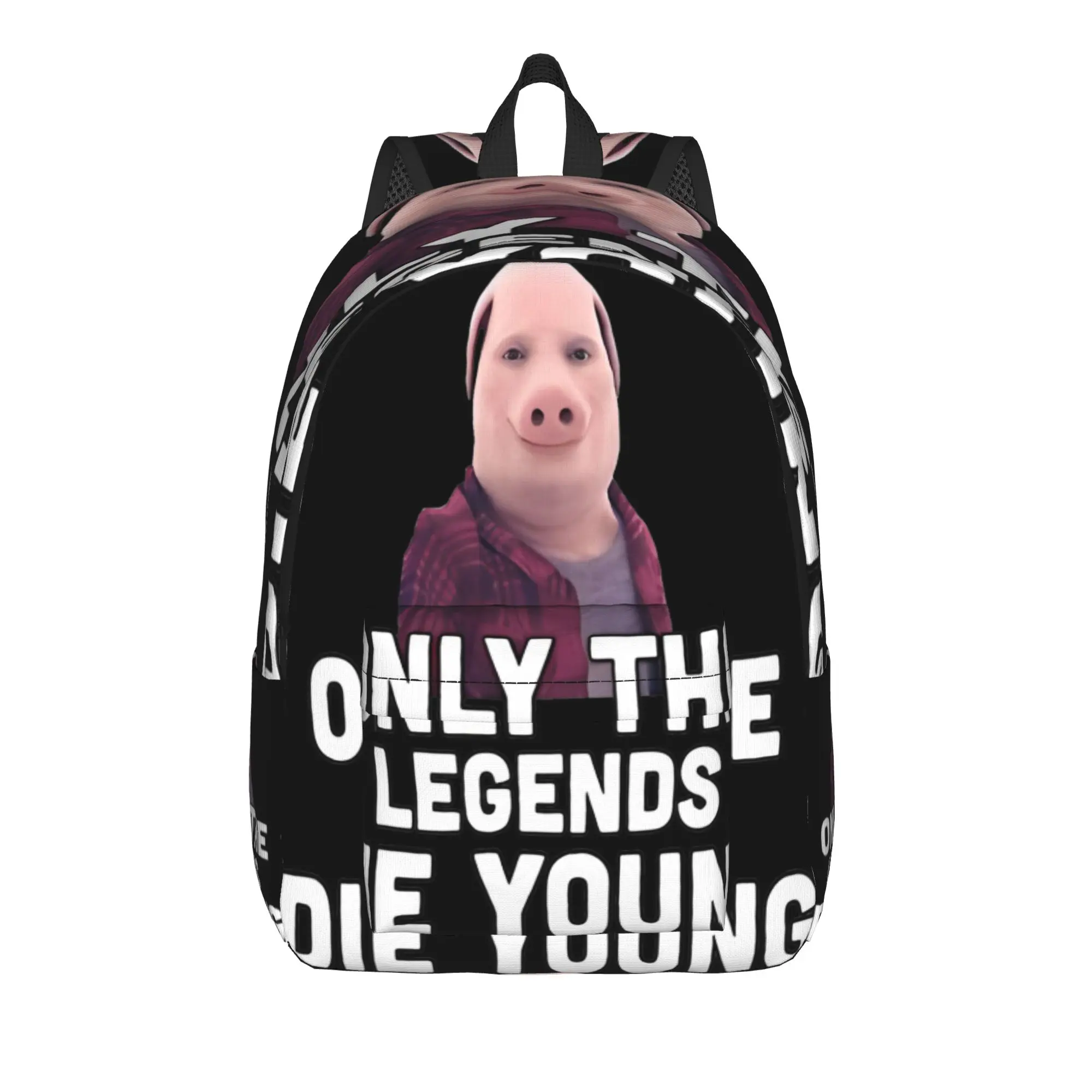 John Pork Backpack for Men Women Casual High School Work Daypack Funny Pig Meme College Canvas Bags Outdoor