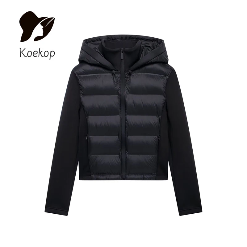 

Koekop 2024, женская модная однотонная осенне-зимняя хлопковая куртка с капюшоном, винтажная повседневная женская шикарная женская куртка