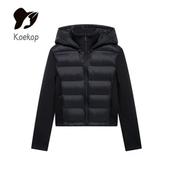 Koekop 2024 Women's Fashion Solid Color Hooded Autumn and Winter Cotton Jacket Vintage Casual Women's Chic Lady Jacket