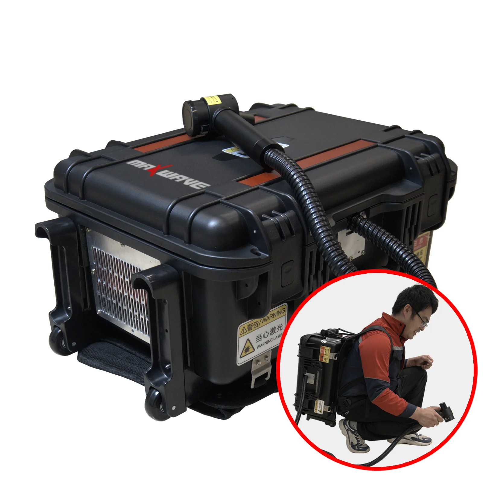 Zaino piccolo portatile 100W Macchina per la pulizia laser a impulsi in fibra ottica Rimozione laser dell'ossido di ruggine della vernice superficiale