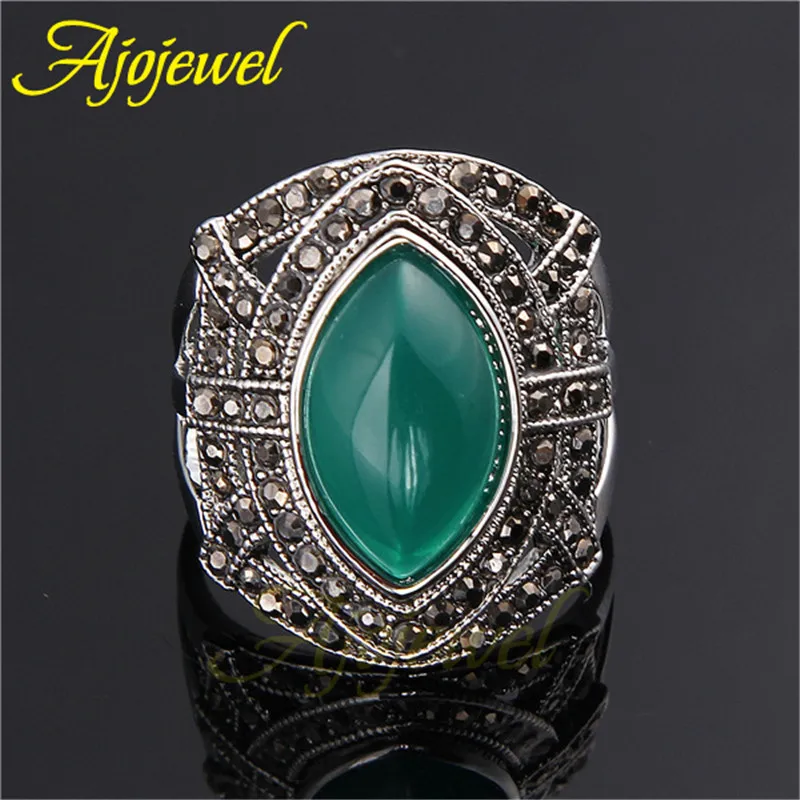 Ajojewel Vintage Stylish Rings Women Stones Italian Jewelry Retro Finger Hand Accessories