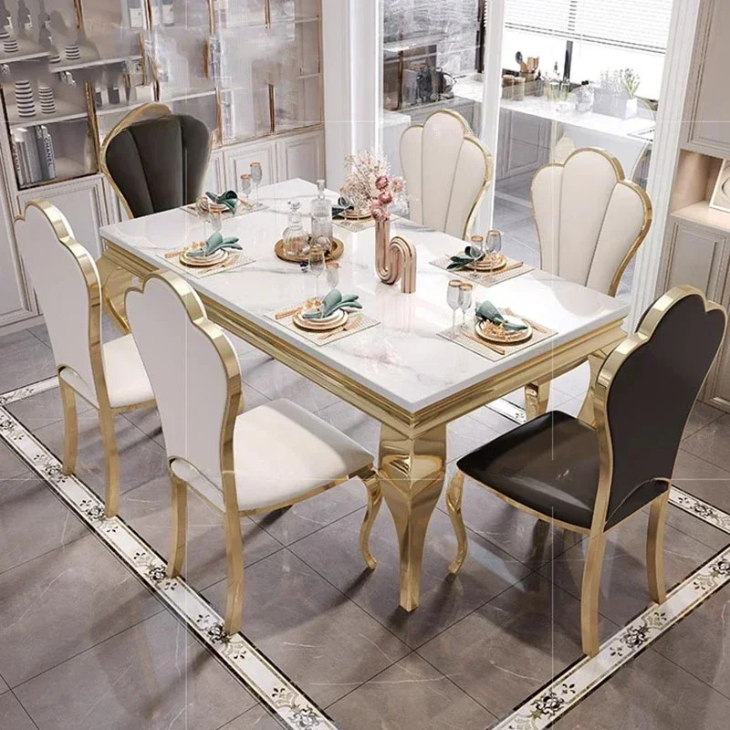 Nordic Big Design Restaurant Mesa Hotel Furniture Vanity Oilproof Luxury Table Unique Gold Vintage Marble Mobile Dining Table