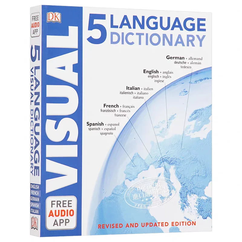 DK 5 Language Visual Dictionary  English,  Spanish French, German, Italian Graphical Dictionary Book